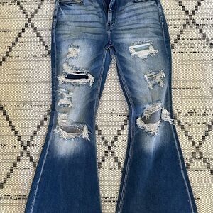 Kancan distressed flare high rise jeans juniors 9/28